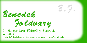 benedek foldvary business card